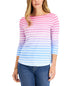 Charter Club Petite Printed Cotton 3/4 Sleeve Top